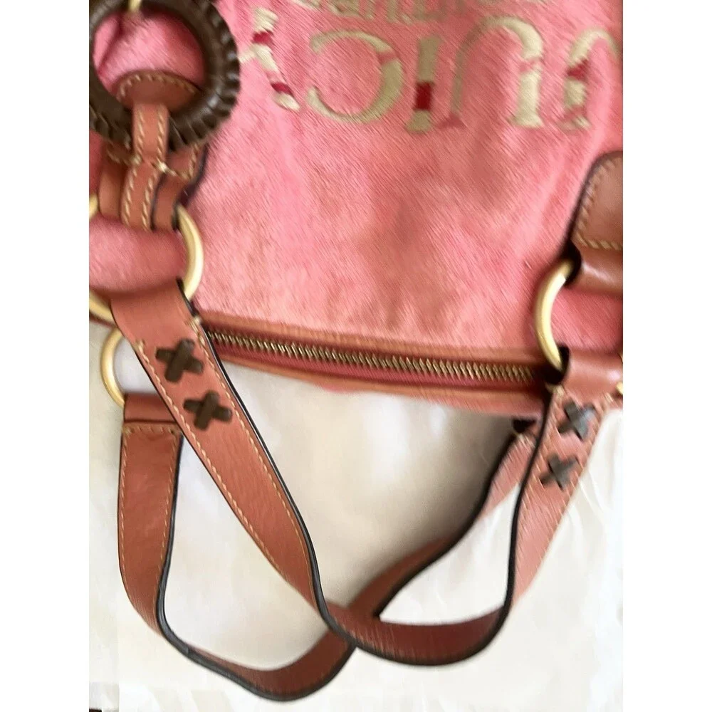 Vintage Pink Juicy Couture Tote Bag Purse Handbag Daydreamer Terry Cloth Heart